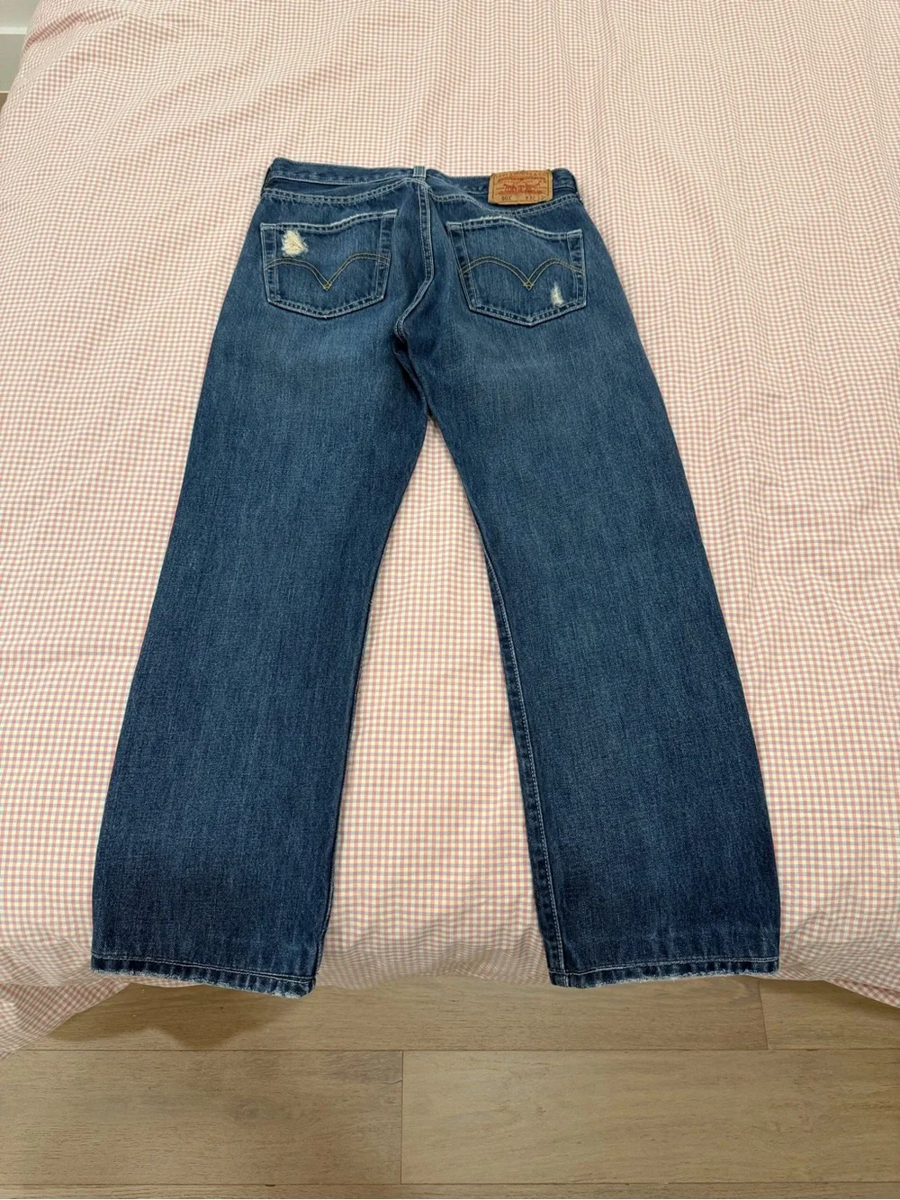 Levi's Dark Blue Straight Jeans with Light Distressing